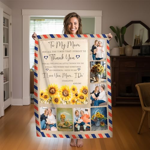 ENQU Custom Blanket with Picture, Mothers Day Blanket, Personalized Blankets for Adults, from Daughter, Photo Blankets Customize Gifts for Mom, Grandma at Amazon