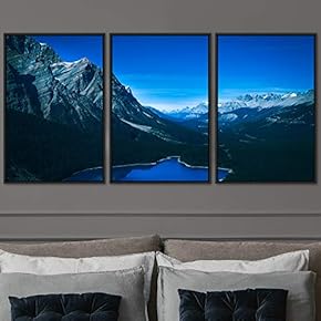 signwin 3 Piece Framed Canvas Wall Art Lake...