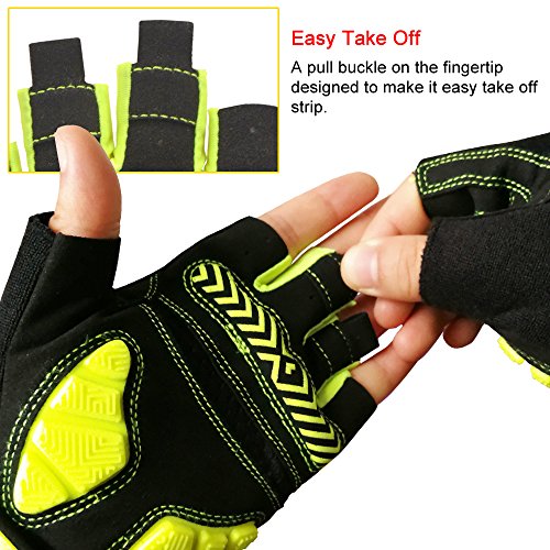 HuwaiH Bike Gloves Gel Pad Shock-Absorbing | Anti-Slip Outdoor Sports Riding Working Half Fingers Cycling Gloves Short Mountain Bicycle Motorcycle Gloves (Green, Small)