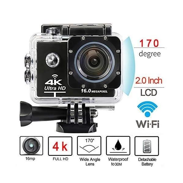Sportkamera - Hochwertige 4K, Unterwasserkamera, WiFi-Fernbedienung, Selfie DV, Tauchkamera, Extremsport, 2-Zoll-LCD… – Bild 5