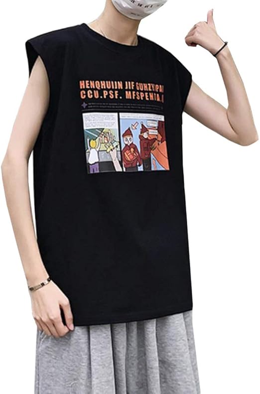 Amazon Yyq Shop メンズ ノースリーブ Tシャツ ゆったり 切り替え ティーシャツ クルーネック ファッション タンクトップ 綿 カジュアル トレーニング Tシャツ スポーツ風 大きいサイズ 夏 Tシャツ カットソー 通販