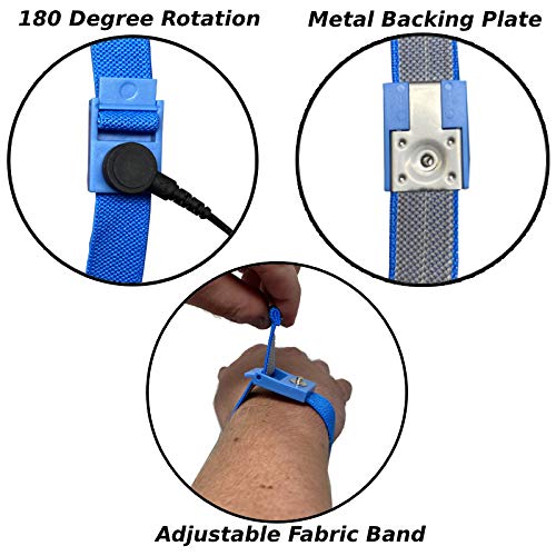 Static Care Wrist Strap Set 5' Coil Cord, Swivel Type Banana Jack