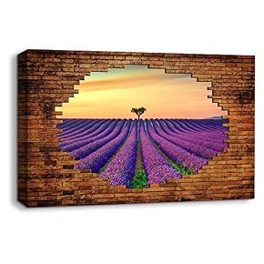 Wall Lavender Art View Shot Through Bricks Painting...