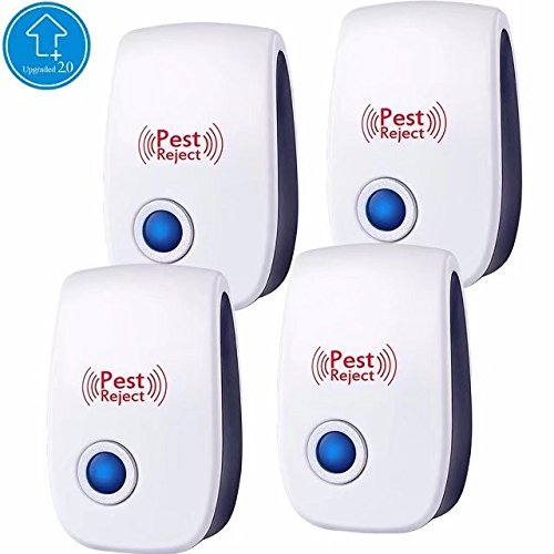 Ultrasonic Pest Repeller - Electronic Pest Control Plug-in Repellent for Mosquitoes, Mice, Ants, Roaches, Spiders, Bugs, Flies, Insects, Rodents - Human & Pets safe R4J 4 Pack