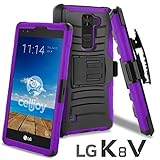 LG K8 V Case, CellJoy [Ultra Rugged] (ShockProof) For LG VS500 / K8V 2016 Verizon Impact Bumper [Heavy Duty] Protection Cover With Kickstand [Locking Swivel Belt Clip Holster Combo] (Purple)
