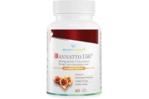Wellness Extract Eannatto 150mg Vitamin E Tocotrienols and 75mg Geranylgeraniol GG Supplement, 60 Softgels, Tocopherol Free, 