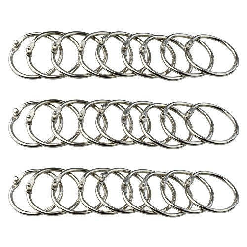 cnomg 50 pcs Book Rings, Nickel Plated Metal Paper Book Loose Leaf Binder Ring Keychain Key Ring