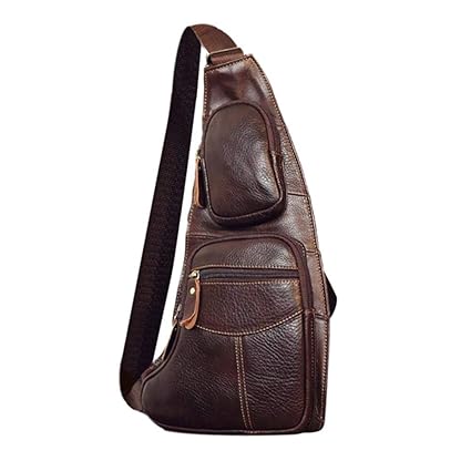 MKchung Casual Men Solid Shoulder Crossbody Bags Leather Travel Chest Waist Packs
