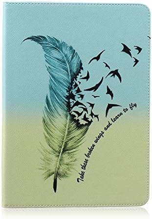Galaxy Tab S 10.5 SM-T800/T805 Case, Easytop Stylish Protective Flip Folio PU Leather Stand Wallet Case with Built-in Card Slots, Cash Pocket (Black Feather Birds)