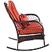Tangkula Wicker Rocking Chair Outdoor Porch Garden Lawn Deck Wicker Rocker Patio Furniture w/Cushion (Colourful Cushion)
