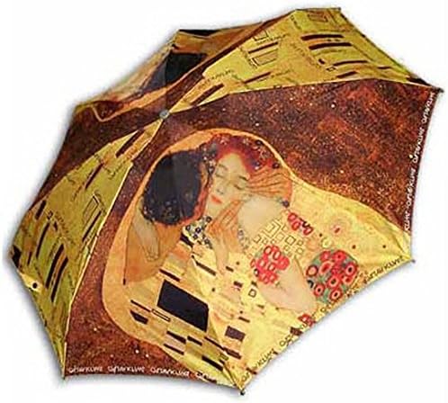 Goldenpiece Klimt Kiss Masterpiece printing 3steps auto folding umbrellaBEWARE of Knockoffs auto open close one button for handed operation -portable easy carrying precious deep black package