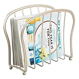 mDesign Free Standing Newpaper and Magazine Holder Organizer, Pearl Champagne