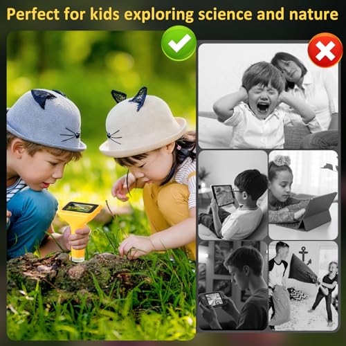 Microscope for Kids 3" IPS Screen Digital Microscope 1000X Magnification 1080P Handheld Microscope with 8 LEDs and 32MB Memory USB Pocket Microscope for PC/Mac