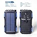 Elzle 25000mAh Portable Solar Power Bank Dual USB Output Battery Bank with Strong LED light, Outdoor Solar Charger Phone External Battery Shockproof Dustproof for iPhone Series, Smart Phone, More