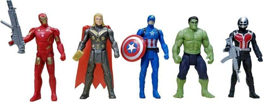 Avengers Toys Set - Captain America, Ironman, Hulk, Ant Man and Thor - Infinity War 5 Action Hero Collection with LED Function (Multicolour) [ Avengers Height