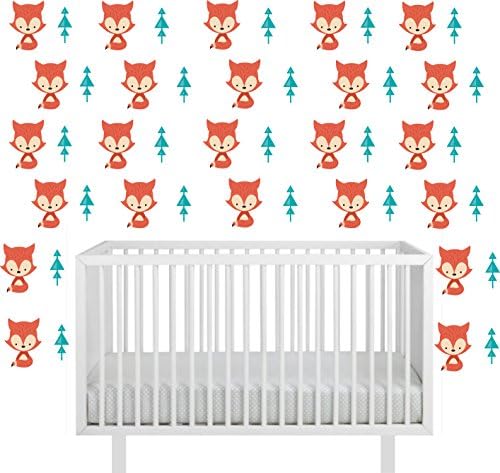 Little Fox Decals - Fox Wall Stickers - Forest Fox Decals - Tree Wall Decals - Cute Fox Decal - Baby Fox Decals - Wall Decals Nursery - Baby Room Stuff - Kids Room Decorations - Nursery Wall Decals