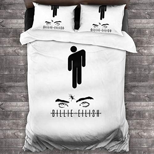 Lesliew Billie Eilish Bedding, 3D Bedding Comforter Quilt Set Decorative 3 Piece Bedding Set with 2 Pillow Shams