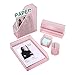 Delifox Office Suppliers 5 Piece Desktop Organizer Set Desk Accessories - Letter Tray, Mail Sorter, Sticky Note Holder, Pen Cup and Magazine Holder, Light Pink
