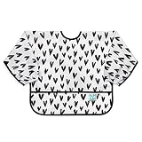 Bumkins  Sleeved Bib / Baby Bib / Toddler Bib / Smock, Waterproof, Washable, Stain and Odor Resistant, 6-24 Months  - Black Hearts