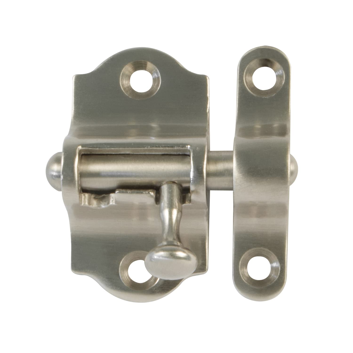 Amig - Overlap Pin for Doors Mod.720 | 50 x 88 mm | Security Latch for Horizontal Closing | Brass with Matte Chrome Finish | Includes Screws