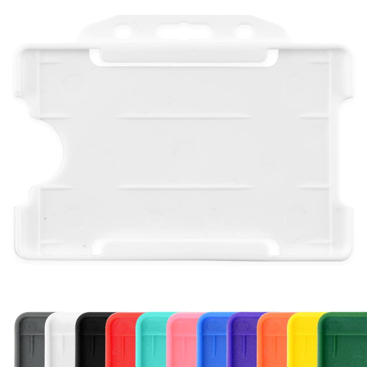 White Single-Sided Rigid Slide in Open Faced ID Card Badge Holders Horizontal/Landscape Identity Plastic Pass Protector - Holds a 86mm 54mm cr80 Credit Card Sized Pack of 100 — image 1