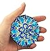 Ivenf Blue Floral Antique Flower Round Vintage Compact Metal Purse Mirror, Wedding/Thanksgiving