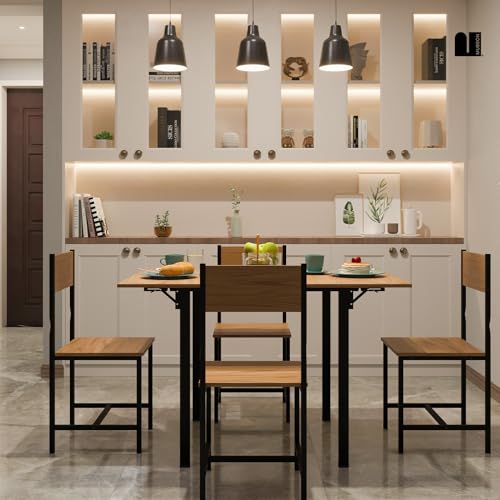 MUBSON Comedor 2 en 1 con 4 Sillas. Comedor Colapsable Ponce con Superficie de 120x78 cm. Mesa Plegable para 2 o 4 Personas. Mesa para Cocina, Hogar o Terraza. Antecomedor. Dining Table (Beige)
