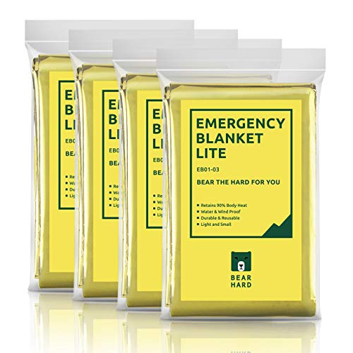 Bearhard Emergency Blanket Mylar Space Blankets 4-Pack for Camping Hiking or Outdoor Rescue Foil Thermal Survival Blankets Gold - Thumbnail 7
