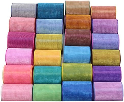 XUKE 1-1/2-Inch by 1M Gauze Organza Ribbon Sent of 24 Colors DIY Craft Wedding Party Appliques Decoration Fashion Grapping