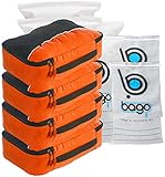 bago Packing Cubes For Travel - 10 Set Luggage and Accessories Organizer System (PCN-4M-Orange)