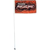 JLP 6 Ft Tall 1/4 in Pole 19x12 In Flag Whip Go-Kart Off-Road Out Door Sports 4X4 ATV Glamis Sand Dunes PWC Safety High visibility wind resistance