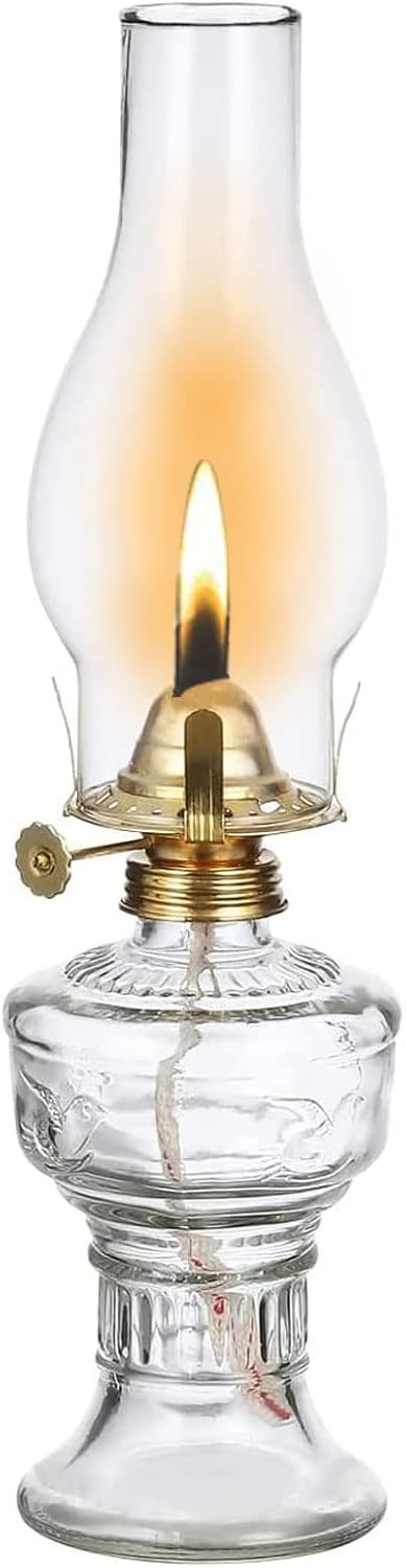 Oil Lamps & Accessories - LPMHTEQ Kerosene Lamp Lantern 12.6'' Vintage Clear Oil Lamps for Indoor Use Classic Glass Oil Lamp Home Decor Lighting Old Oil Lantern