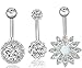 REVOLIA 2-3Pcs 14G Stainless Steel Belly Button Rings for Women CZ Flower Body Piercing Jewelry