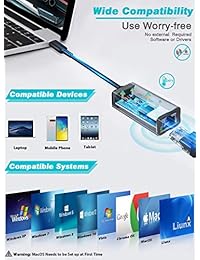 USB C to RJ45 Ethernet Adapter, USB 3.1 Type C 1-GB Network Adapter, 10 100 1000 Mbps, for MacBook Pro Air, Millet, Samsung, Dell, Asus, Huawei, Lenovo, Google Desktop, Google Chrome OS