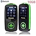 DeeFec Portable Hi-Fi 16GB Bluetooth MP3 Music Player with FM Radio Voice Recorder & 50 Hours Lossless Playing & Supports Expand Memory Card up to 64GB (Green)