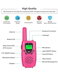 Walkies Talkies para niños, 22 canales FRS GMRS UHF radios de dos vías 4 millas de mano Mini niños Walkie Talkies para niños y niñas mejores regalos juguetes para niños construidos en linterna, rosa rosa, (cute pink)