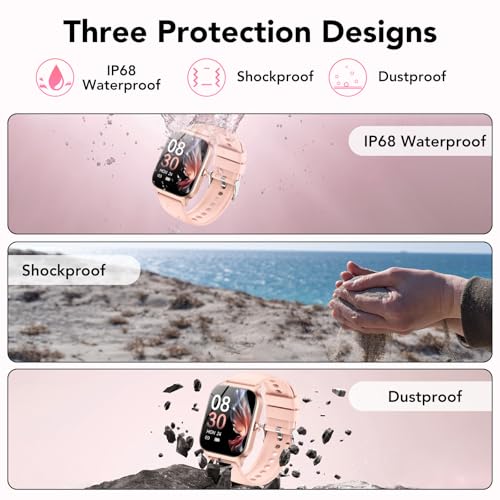Smart Watch Women Men, 1.85 Inch HD Smartwatch with Al-Voice and Calls, WhatsApp Notifications, Smart Watch with Pedometer/Heart Rate Monitor/Sleep Monitor, 115+ Sports Modes, IP68 Waterproof Pink