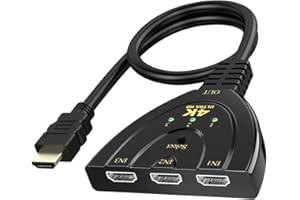 FLSAZRX HDMI Switch 1 in 3 Out,HDMI Splitter Supports Full HD 1080P@60HZ/4K@30HZ，Compatible with Roku Fire TV Stick HDTV PS4/PS5 Xbox One Chromecast