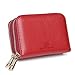 SHANSHUI Credit Card Holder, RFID Blocking Primely Genuine Leather Coin Purse Wallet,Twin Golden Metal Zippers Sectioned Concertina Gift Boxed for Mother's Gift (Red)