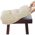 BUYUE Seat Cushion for Saddle Stool, Luxury Triangle Fashion Jacquard with Anti-Skid Silicone Bar Stool Cushion Padded (Beige, Rectangular,1 Count)