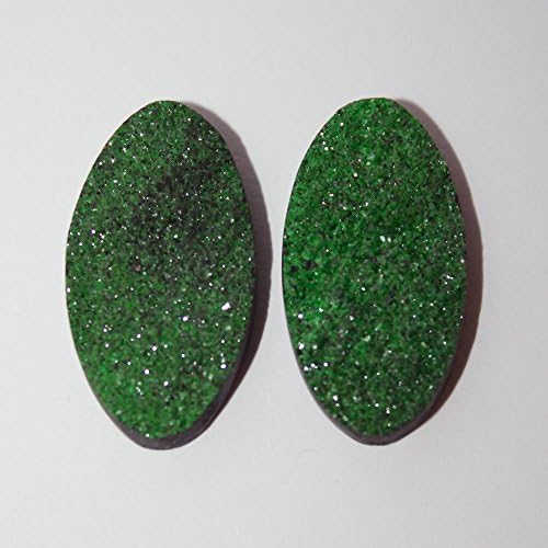 Royal Uvarovite pair cabochon, Green Garnet Cabochon, (Russia) 18x14x3 mm