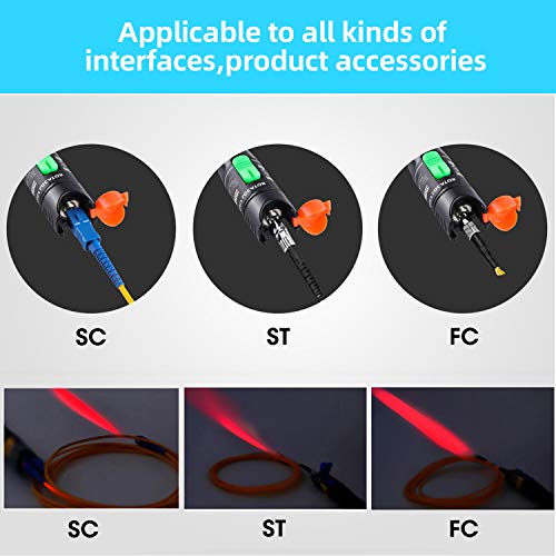 KOLSOL Visual Fault Locator 30mW 30KM Red Light Fiber Optic Cable Tester Meter,for CATV Telecommunications Engineering Maintenance,Work with Universal Connector for FC/SC/ST Adapter(Black)