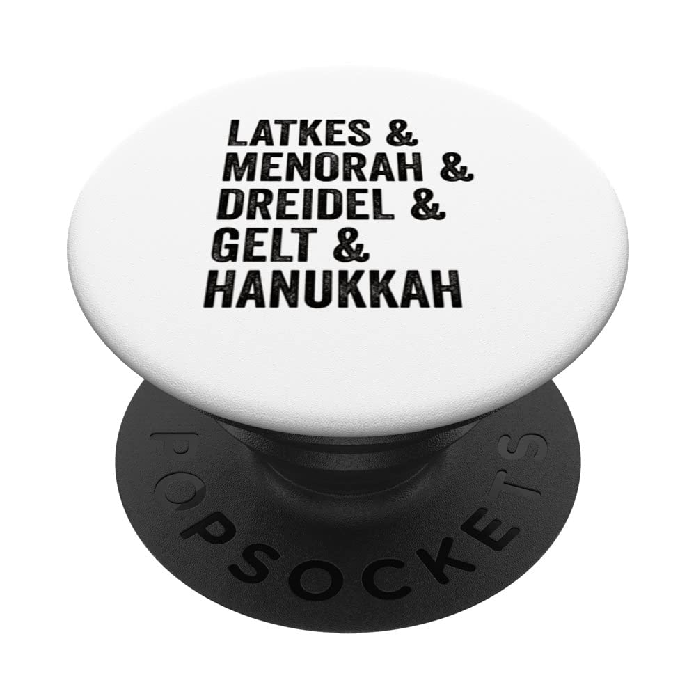 Latkes Menorah Dreidel Gelt Hanukkah Merry Christmas PopSockets Swappable PopGrip