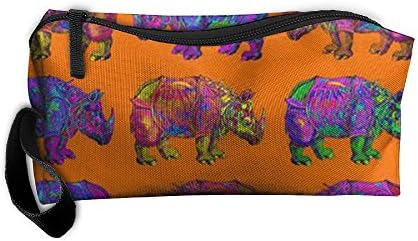 Rhinoceros Zoo Animal Floral Excellent Anti-bacterial Scratch Resistant Cosmetic Bag For Children Makeup Bag Tote Shopping Bag Pencil Case Long-term Travel