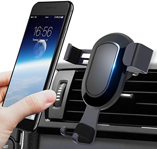 Cell Phone Holder for Car, BlueFit Car Phone Mount Air Vent, One Touch and Auto-Clamping for iPhone X 8/8s 7 Plus 6s Plus 6 SE Samsung Galaxy S8 Edge S7 S6 Note 8 5 and More Smartphone- Black