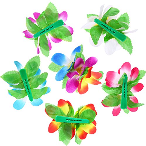 image for Hestya 12 Pieces Hawaiian Luau Lei Set, 6 Pieces Tropical Hawaiian Lua