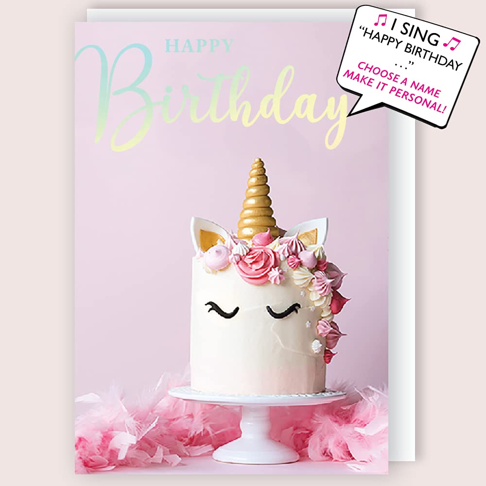 Pink Unicorn Musical Birthday Card Singing"Happy Birthday to You" HBMIP005