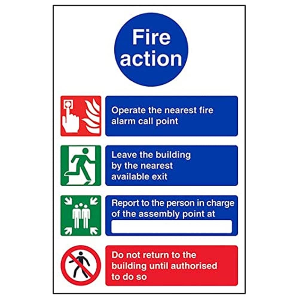 V Safety Fire Action - General Fire Action Do Not Reenter - 150 X 200mm