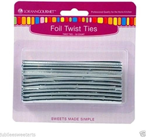 WONTTERFLY LORANN FOIL TWIST TIES FOR CANDY PACKAGING SILVER METALLIC 50 PIECES NEW