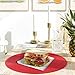 Homcomoda Round Placemats,Red Christmas Round Placemats for Dining Table Set of 6-13.4”(Red)